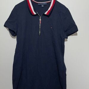 Tommy Hilfiger Women's Blue Collared Short Sleeve Midi Polo Dress Size XL